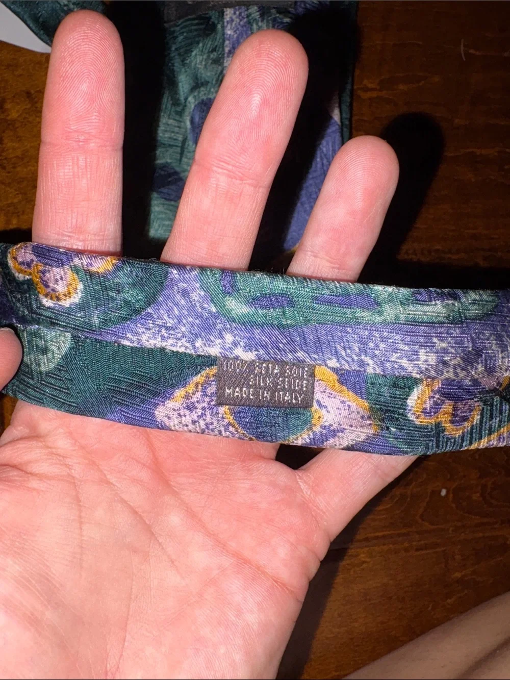 Canali Green and Purple Silk Patterned Tie